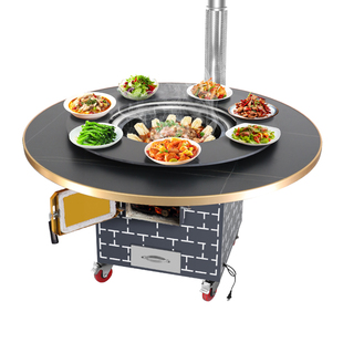 移动家用柴火灶铁锅炖灶台桌烧木柴地锅鸡柴火鸡烧气灶台桌大锅台