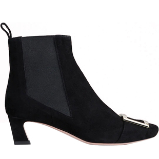【礼物】Roger Vivier/RV女鞋Viv Rangers金属方扣高跟短靴