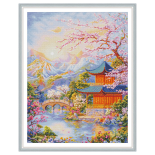 春天十字绣2025新款竖版唯美梦幻玄关山水云端仙境刺绣手工自己绣