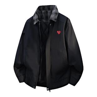 查尔斯桃心 美式假两件棉服男女秋冬季加厚保暖夹棉夹克情侣外套