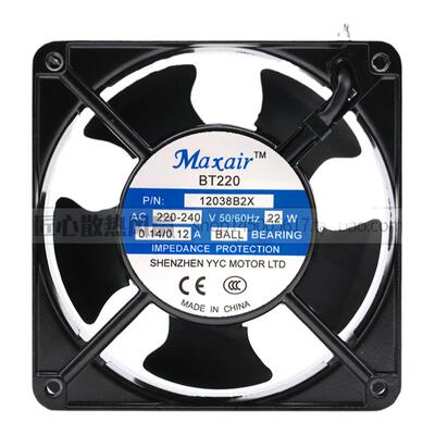 原装MAXAIR BT12038B2X 220V AC 0.14A 22W 12厘米 12038散热风扇