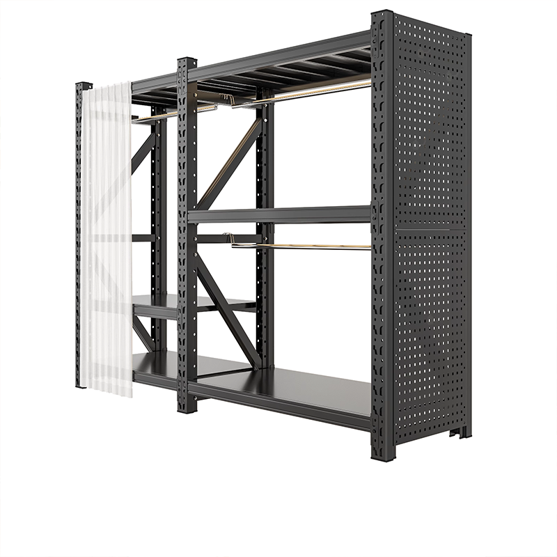 加厚货架衣柜开放式多层置物架钢制家用卧室架子收纳柜简约衣帽架