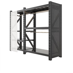 加厚货架衣柜开放式多层置物架钢制家用卧室架子收纳柜简约衣帽架