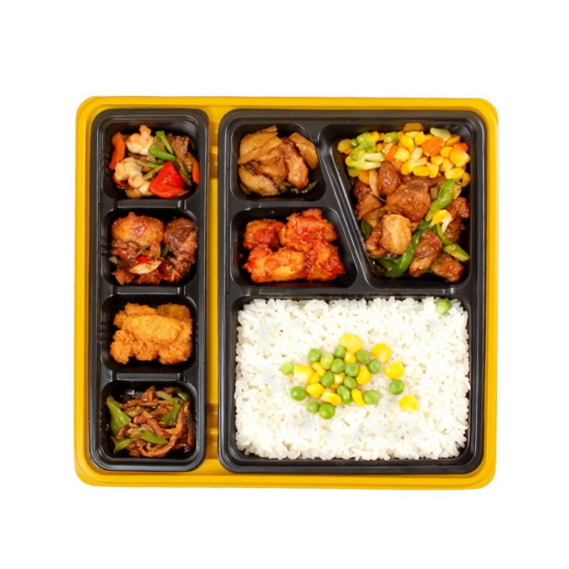 八格快餐打包盒便当饭盒带盖加厚