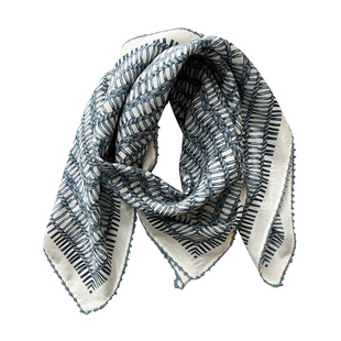 「花边蓝语」双绉真丝丝巾女春夏季百搭多功能桑蚕丝围巾装饰领巾