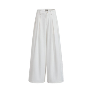 阔色白色宽松阔腿裤休闲裤女2026春季穿搭气质高腰裤裙长裤子秋