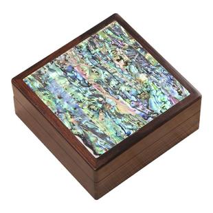 实木新中式嵌螺钿方形翻盖式饰品盒玉牌挂件收纳盒手串纪念币木盒