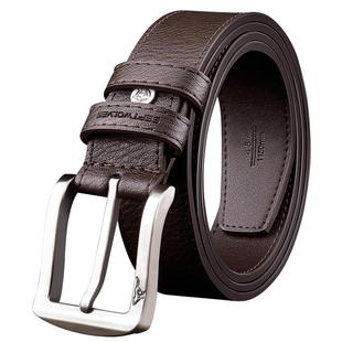 正品七匹狼男士皮带 简约针扣真皮腰带 品牌纯牛皮休闲扣眼裤带软