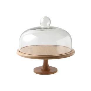 糖村蛋糕托盘带盖透明玻璃蛋糕罩面包甜品点心烘焙工具展示盘台架