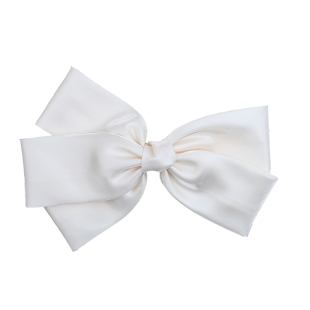 白色超大蝴蝶结头饰发夹高端显脸小大号发卡缎面夹子女弹簧夹发饰