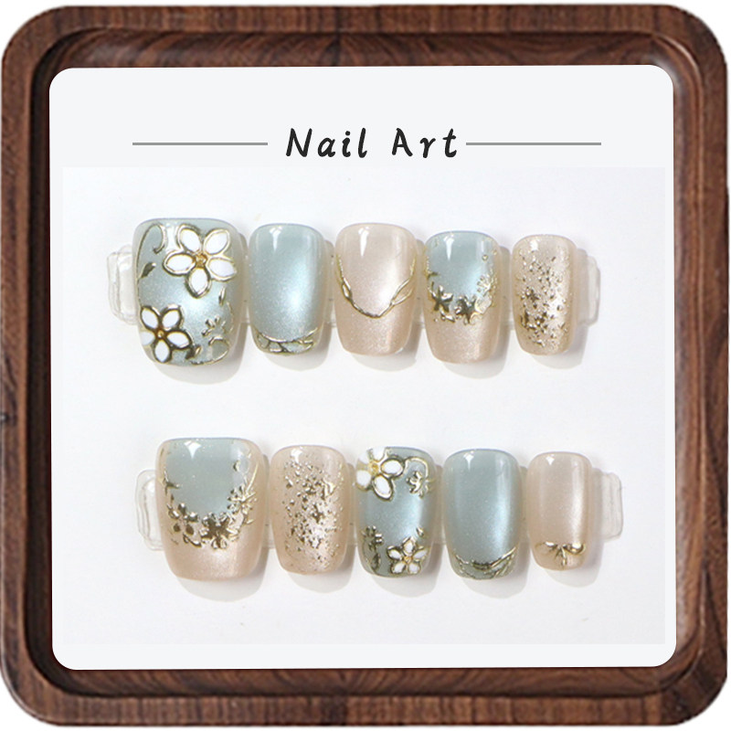 短款猫眼穿戴甲春夏指甲片成品