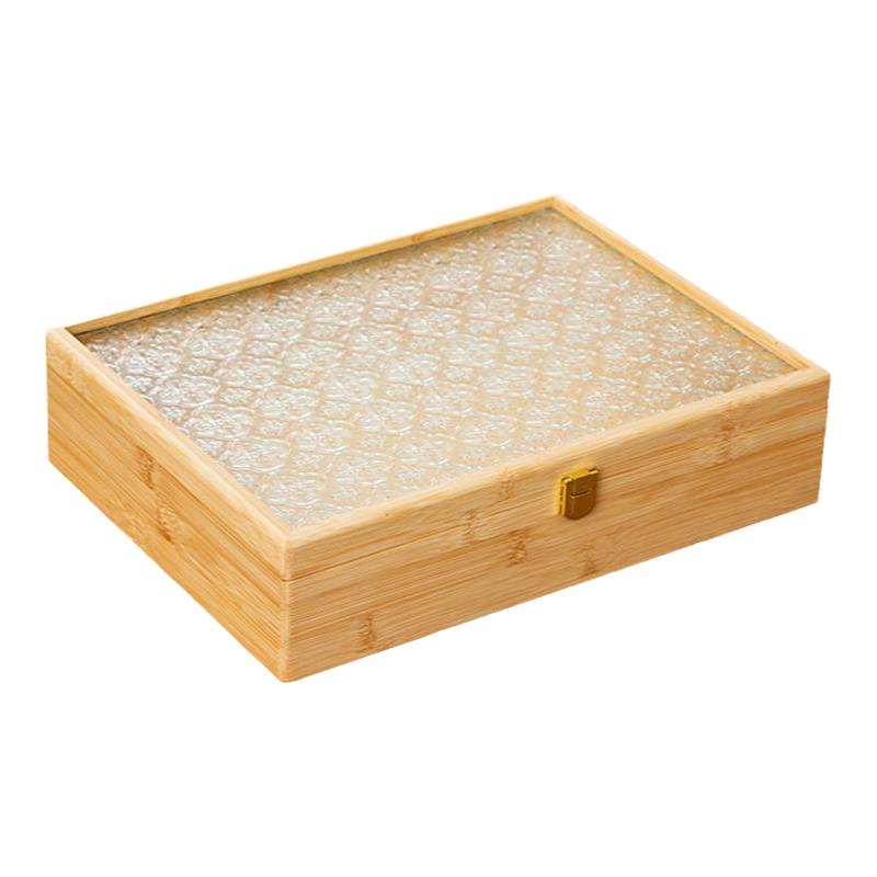 新款实木带锁长方形木箱 实木首饰证件收纳小木盒 桌面整理木盒子