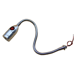 LED机床射灯12V软管灯头自带开关DIY端子机工作壁灯万向24V小射灯