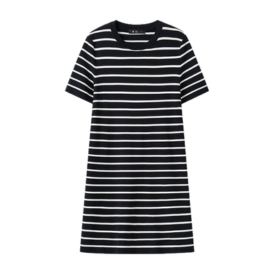 播 bo 商场同款条纹连衣裙女春秋新品短袖裙子BDS1LD1280