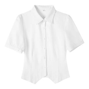 JK制服纯欲ins学姐辣妹收腰紧身衬衫女日系校服百搭短袖学生白色