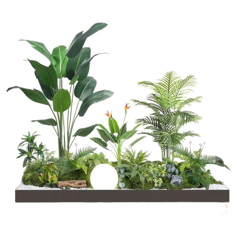 阳台仿真植物造景布置室内景观楼梯下假花树装饰仿生绿植造景组合
