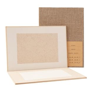 仿古纸古法画片宣纸包边软卡镜片亚麻加厚生宣半生熟毛笔书法国画作品纸专用写生卡硬卡纸册空白熟宣纸长方形