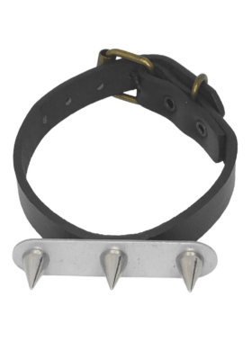 银色圆锥铆钉长条朋克窄皮革手链