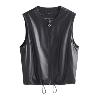 海宁真皮皮衣马甲女绵羊皮修身显瘦百搭短款无袖外套2025秋季新款