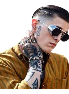 美国代购复古哥特圆形机车墨镜