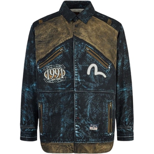 【明星同款】EVISU男士仿制骑行者印花衬衫外套