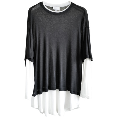 设计师远程假两件T恤女