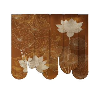 新中式金荷呈瑞钛金弧边卷帘客厅入户玄关卧室遮光装饰拉式窗帘