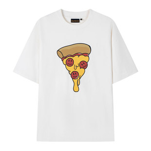 drew house drew pizza披萨图案白色短袖T恤纯棉宽松男女同款