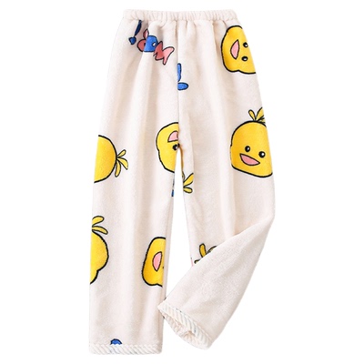 秋冬季标准儿童法兰绒睡裤男女童珊瑚绒家居服安全无刺激保暖裤子