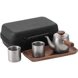 帝国旅行茶具套装户外便携复古侧把泡茶壶不锈钢干泡茶器一壶两杯