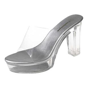 绝美！厚底透明水晶鞋女防水台11cm超高跟女鞋粗跟夜店性感凉拖鞋