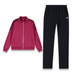 红色纯棉加绒冬季广场舞服装休闲运动套装女爆款鬼步舞跳舞两件套