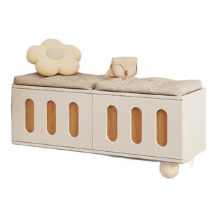 奶油风换鞋凳门口家用小户型玄关长条进门凳子入户鞋柜一体可坐凳