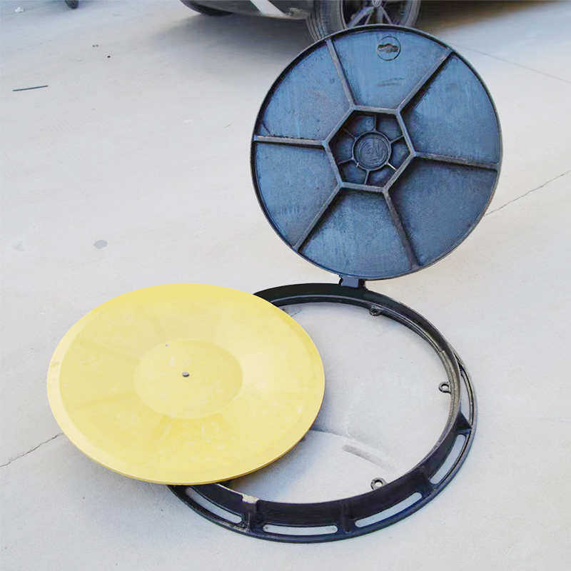 球墨铸铁双层井盖重型轻型电力二层窨井盖圆形玻璃钢子盖铁板内盖