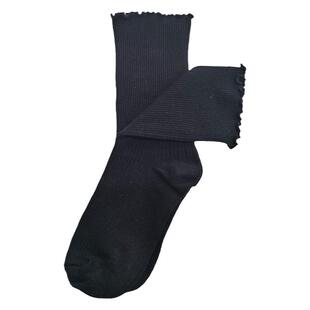 松口灰色袜子女中筒秋薄款花边配乐福鞋玛丽珍的堆堆袜纯棉木耳边