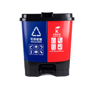 双桶垃圾分类垃圾桶带盖家用脚踏可回收厨房干湿分离大号公共场合