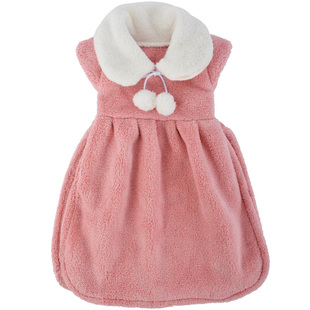 韩式加厚擦手巾挂式吸水可爱卡通珊瑚绒儿童毛巾小衣服公主裙手帕