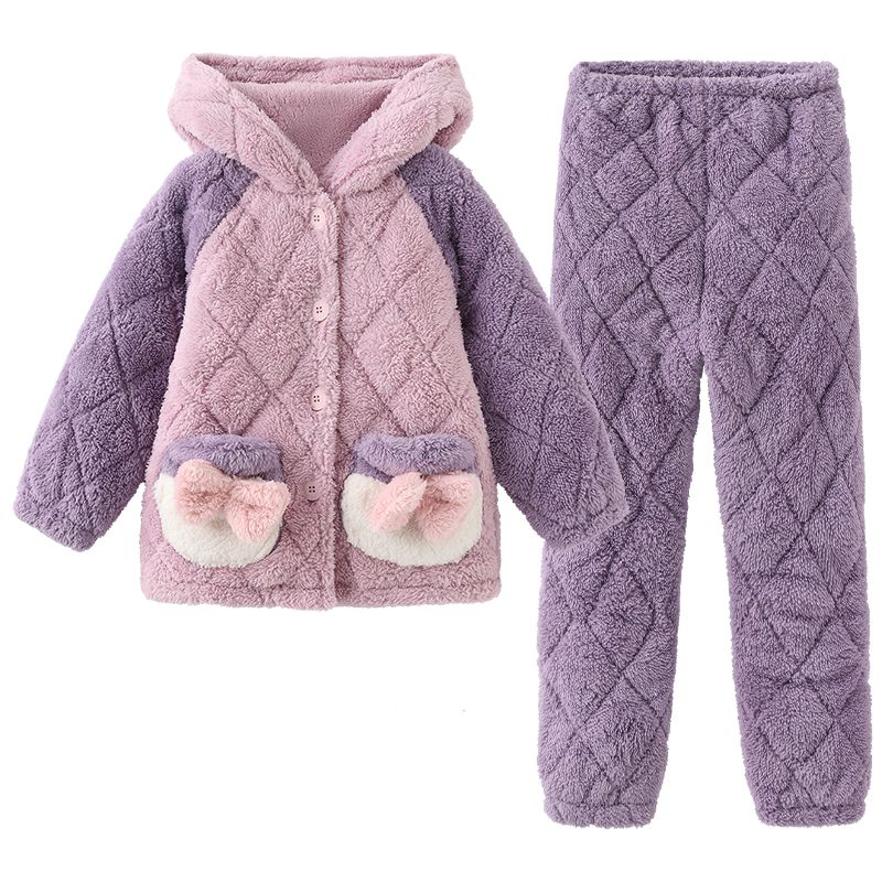 雪俐冬季儿童夹棉家居服