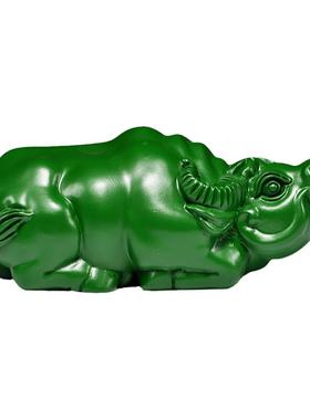 实木绿色牛摆件家居客厅装饰