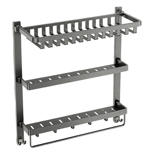 箭牌卫浴太空铝浴巾架网篮免打孔可折叠毛巾架浴室置物架五金挂件