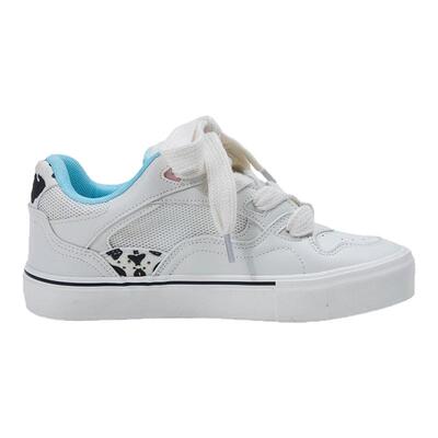 白鹿鞋业校园风舒适穿搭低帮小白鞋2025新款豹纹平底休闲鞋子