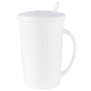 景德镇白色骨瓷釉下彩水杯子马克杯带盖陶瓷茶杯咖啡杯家用耐高温