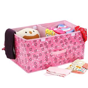 分隔式装衣服收纳箱布艺整理盒放衣柜里储衣箱子带盖格子宜家家用