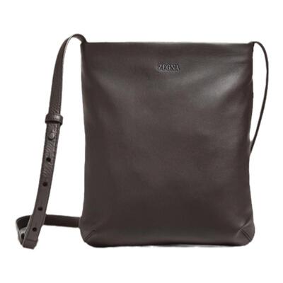 ZEGNA杰尼亚深棕色斜挎包
