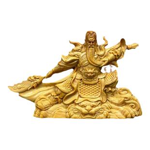 崖柏木雕武财神关二爷横财神关公家居家用摆件新中式装饰木质供奉