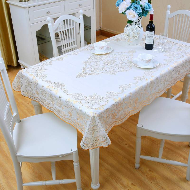新款直销欧式餐桌布长方形家用烫金pvc桌布防水防油塑料茶几布免