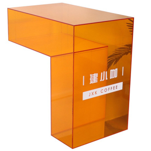 服装店橱窗彩色亚克力展示柜架 咖啡店L形装饰展示台陈列道具定制