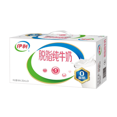 伊利脱脂纯牛奶250ml*24盒