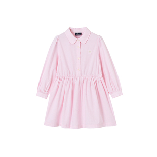 BLUEDOG蓝狗新款春季条纹衬衫连衣裙透气女童宝宝百搭连衣裙