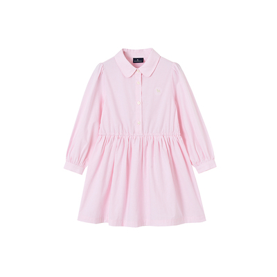 BLUEDOG蓝狗新款春季条纹衬衫连衣裙透气女童宝宝百搭连衣裙